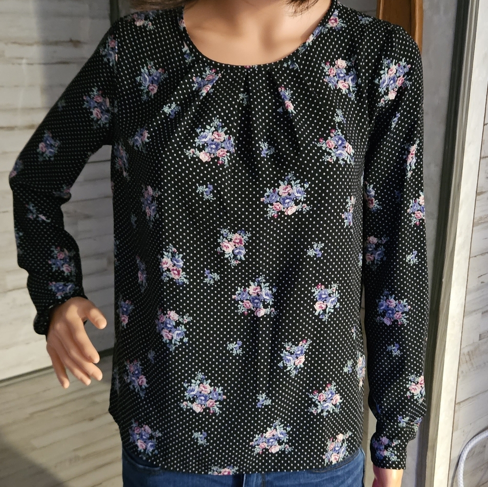 Forever 21 Floral Polka Dot Woven Long-Sleeve Blouse Black/Multi – Size S – NWT